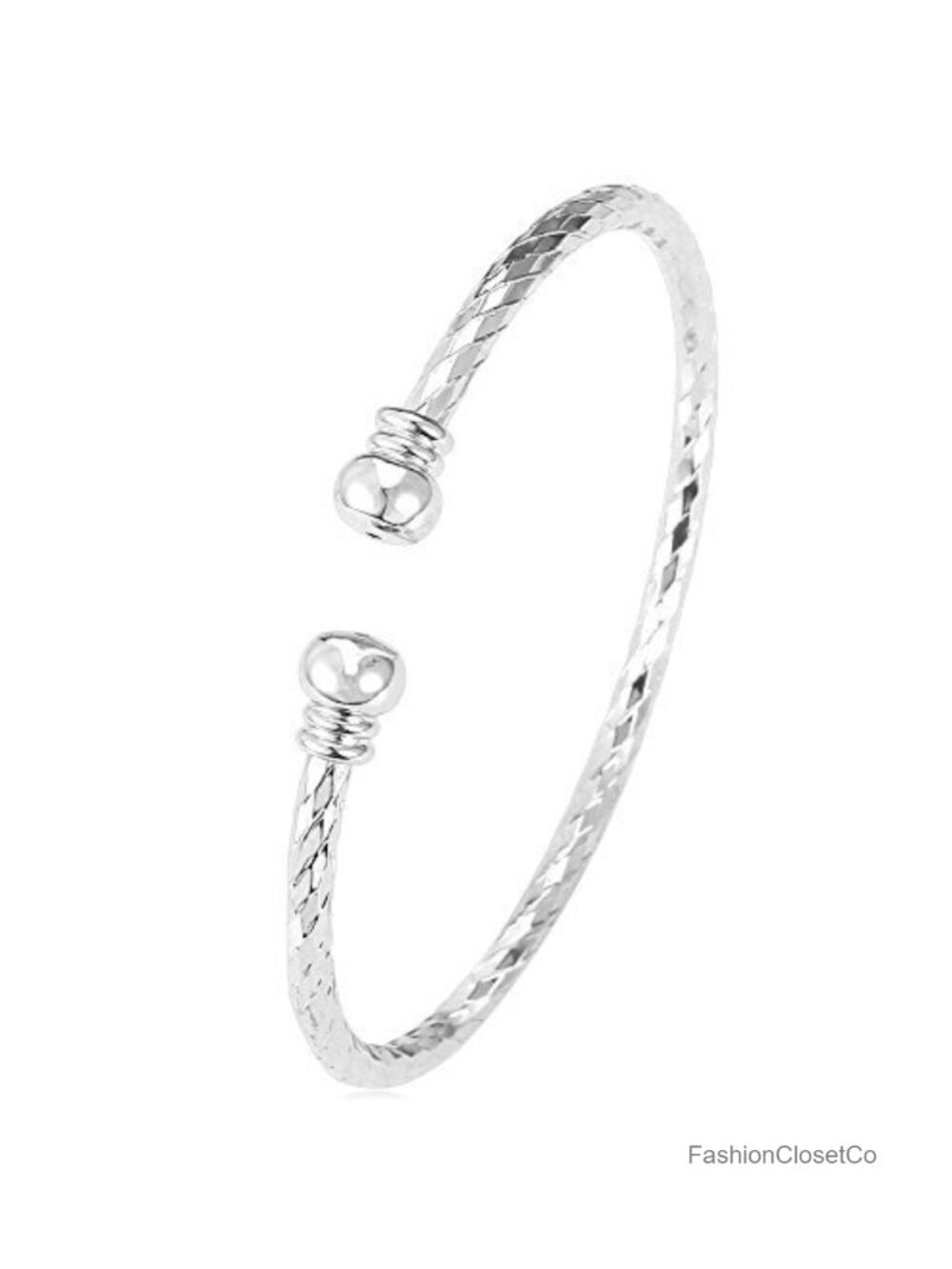 Platinum Plated Copper Cuff Bracelet Adjustable Open Bangle